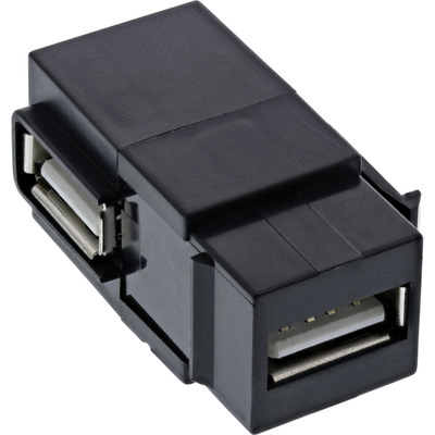 InLine® USB 2.0 Keystone Snap-In Einsatz, USB-A Buchse / Buchse, gewinkelt, schwarz (Produktbild 2)
