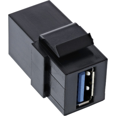 InLine® USB 3.2 Keystone Snap-In Einsatz, USB-A Buchse / Buchse, gewinkelt schwarz (Produktbild 2)
