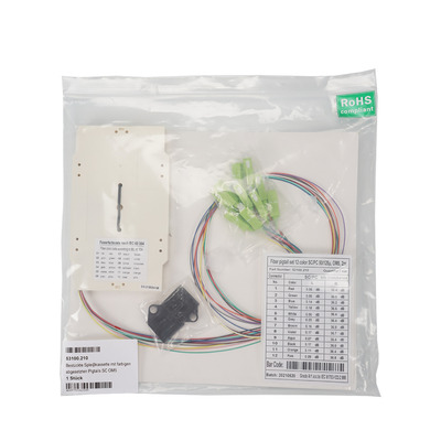 Bestückte Spleißkassette mit farbigenabgesetzten Pigtails SC OM5, 53100210 (Produktbild 1)