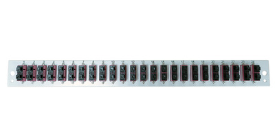 Bestückte Frontblende mit 24 x SC Duplex -- Kupplung OM4 vertikal, grau, SB-FP-24SC-D-V-OM4 (Produktbild 1)