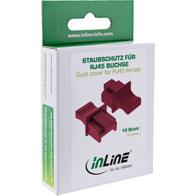 InLine® Staubschutz, für RJ45 Buchse dunkelrot 10er Blister  (Produktbild 5)