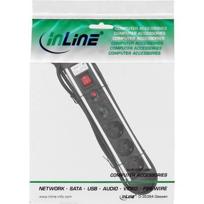 InLine® Steckdosenleiste Alu, 3-fach Schutzkontakt, mit Ü-Schutz, Schalter, 1,5m (Produktbild 3)