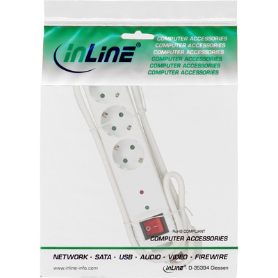 InLine® Steckdosenleiste, 3-fach Schutzkontakt, ÜSS, weiß (Produktbild 3)