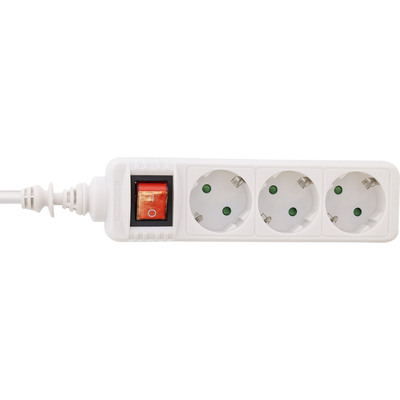 InLine® Steckdosenleiste, 3-fach Schutzkontakt mit Schalter, 5m, weiß (Produktbild 2)