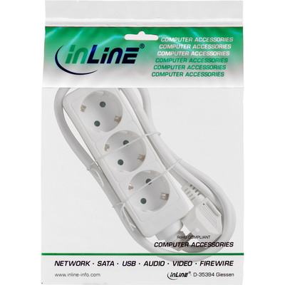 InLine® Steckdosenleiste, 3-fach Schutzkontakt, weiß, 5m (Produktbild 2)