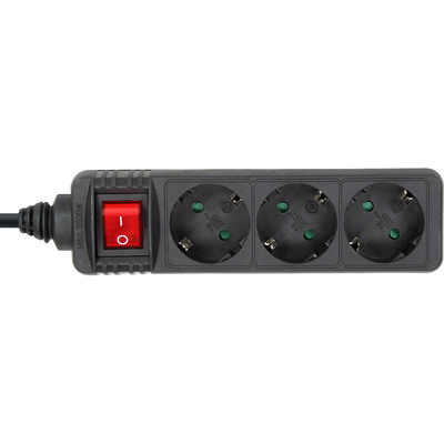 InLine® Steckdosenleiste, 3-fach Schutzkontakt, mit Schalter, 1,5m, schwarz (Produktbild 2)