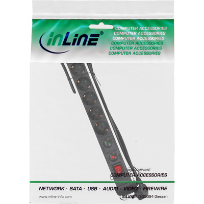 InLine® Steckdosenleiste Alu, 6-fach Schutzkontakt, mit Ü-Schutz, Schalter, 1,5m (Produktbild 3)