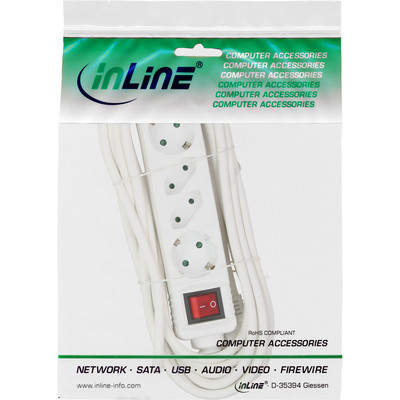 InLine® Steckdosenleiste, 4-fach, 2x Schutzkontakt + 2x Euro, weiß, 1,5m (Produktbild 2)