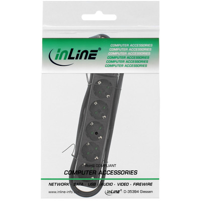 InLine® Steckdosenleiste, 5-fach Schutzkontakt, schwarz, 1,5m (Produktbild 2)