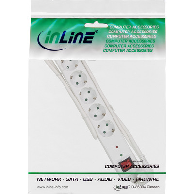 InLine® Steckdosenleiste, 6-fach Schutzkontakt, mit ÜSS, weiß (Produktbild 3)
