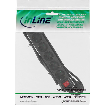 InLine® Steckdosenleiste, 6-fach Schutzkontakt, mit Schalter, schwarz, 1,5m (Produktbild 2)
