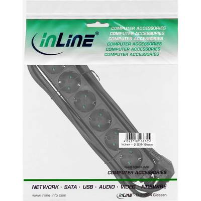 InLine® Steckdosenleiste, 6-fach Schutzkontakt, schwarz, 1,5m (Produktbild 2)