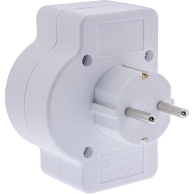 InLine® Steckdosenadapter, SK Stecker an 2xEuro+1x SK, mit Schalter, weiß (Produktbild 2)