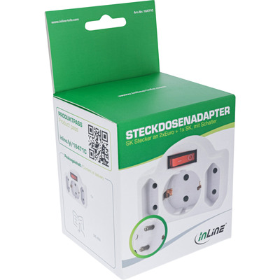 InLine® Steckdosenadapter, SK Stecker an 2xEuro+1x SK, mit Schalter, weiß (Produktbild 3)