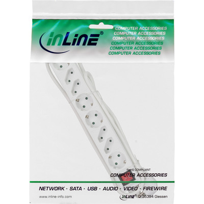 InLine® Steckdosenleiste, 8-fach, 4x Schutzkontakt + 4x Euro, weiß, 3m (Produktbild 3)