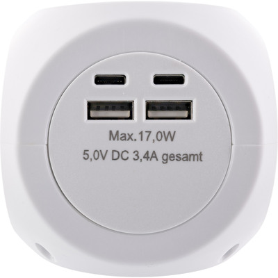 InLine® Charging Cube, 3x Schutzkontakt, 2x USB-C, 2x USB-A, weiß, 2m (Produktbild 2)