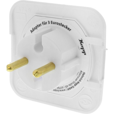 Kopp Steckdosenadapter Euro 3-fach, extra flach, weiß (Produktbild 2)