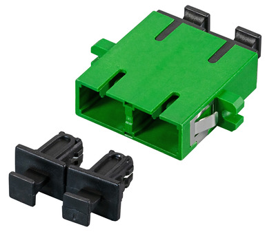 Kupplung SC/APC Duplex SM einteilig, Shutter, grn, Keramikhlse, 53316.36 (Produktbild 1)