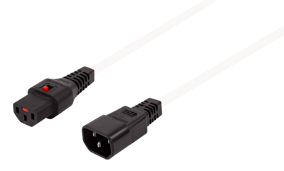 Kaltgeräteverlängerung C14 180° - C13 180° -- IEC Lock, weiß, 1,0 m, EK601WS.1 (Produktbild 1)