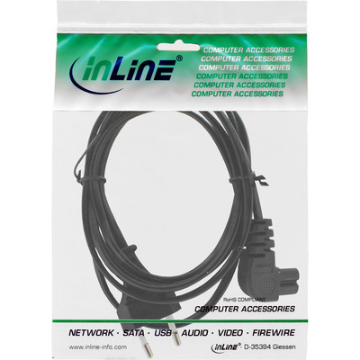 InLine® Netzkabel, Netzstecker auf Euro 8 C7 Stecker, gewinkelt, 0,3m (Produktbild 2)