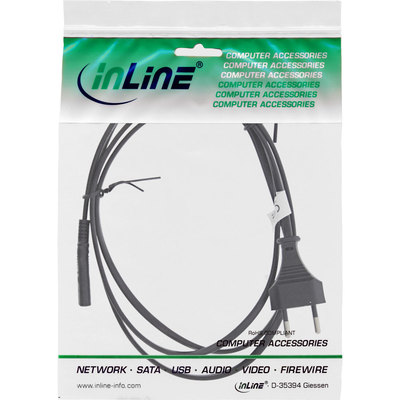 InLine® Netzkabel, Netzstecker CEE7/16 Schweiz auf Euro 8 C7 Stecker, 1,8m (Produktbild 2)