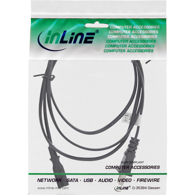 InLine® Netzkabel, Netzstecker China auf Euro 8 C7 Stecker, schwarz, 1,8m (Produktbild 2)