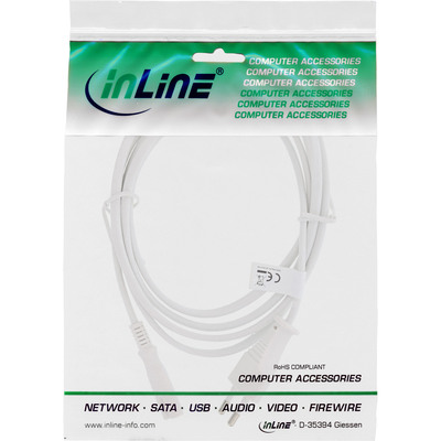 InLine® Netzkabel, Netzstecker auf Euro 8 C7 Stecker, weiß, 2,0m (Produktbild 2)