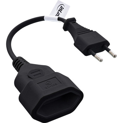InLine® Euro-Verlängerung, Eurostecker an Eurokupplung, schwarz, 0,2m (Produktbild 2)