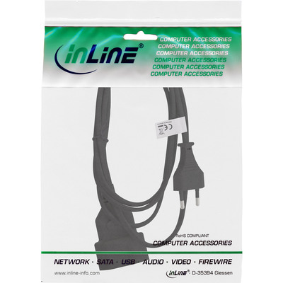 InLine® Euro-Verlängerung, Eurostecker an Eurokupplung, schwarz, 0,2m (Produktbild 3)