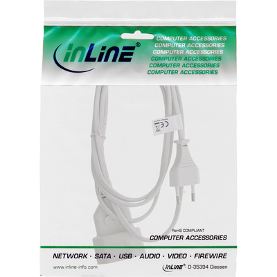 InLine® Euro-Verlängerung, Eurostecker an Eurokupplung, weiß, 3m (Produktbild 2)