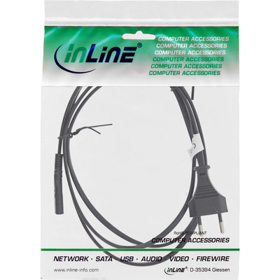 InLine® Netzkabel, Netzstecker CEE7/16 Schweiz auf Euro 8 C7 Stecker, schwarz, 1,8m (Produktbild 11)