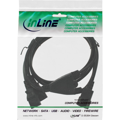 InLine® Netz-Y-Kabel, Kaltgeräte, 1x IEC-C14 auf 2x IEC-C13, 1,8m (Produktbild 3)