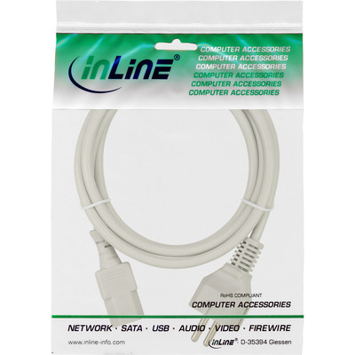 InLine® Netzkabel, Schutzkontakt gerade auf Kaltgerätestecker C13, 0,5m, grau (Produktbild 2)