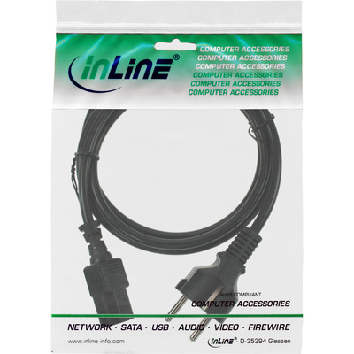InLine® Netzkabel, Schutzkontakt gerade auf Kaltgerätestecker C13, 0,3m, schwarz (Produktbild 2)