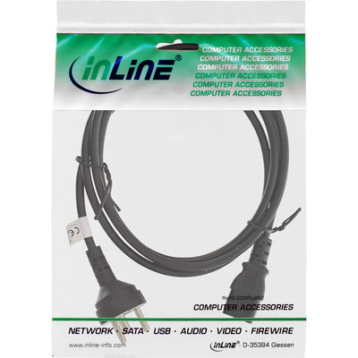 InLine® Netzkabel, Netzstecker Dänemark auf Kaltgerätestecker C13, 1,8m (Produktbild 2)