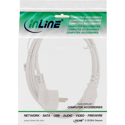 InLine® Netzkabel, Schutzkontakt gewinkelt auf Kaltgerätestecker C13, weiß, 1,8m (Produktbild 2)