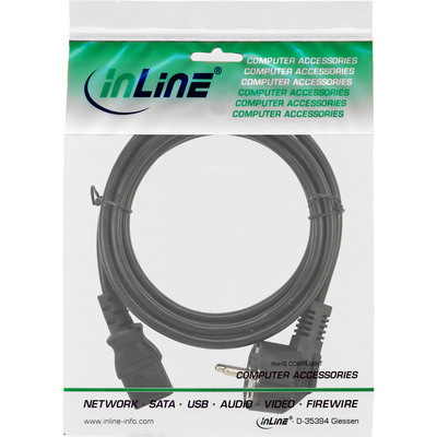 InLine® Netzkabel, Schutzkontakt gewinkelt auf Kaltgerätestecker C13, 1,5m (Produktbild 2)