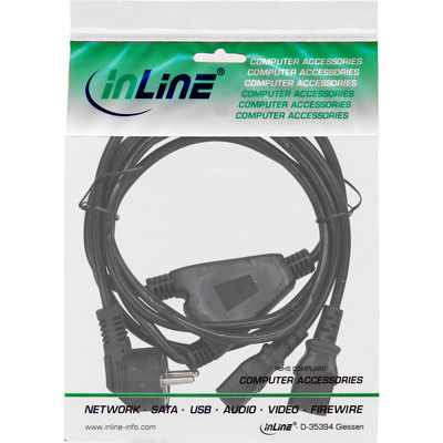 InLine® Netz-Y-Kabel, 1x Schutzkontakt ST zu 2x Kaltgeräte ST, 1,8m (Produktbild 3)