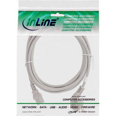 InLine® Netzkabel, Schutzkontakt gewinkelt auf Kaltgerätestecker C13, 5m, grau (Produktbild 2)