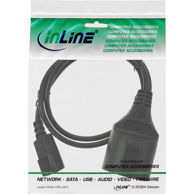 InLine® Netz Adapter Kabel, Kaltgeräte C14 auf Schutzkontakt Buchse, 0,5m (Produktbild 2)
