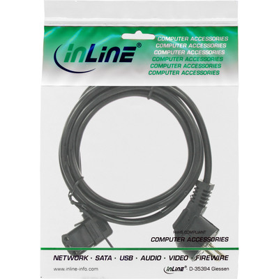 InLine® Netzkabel, Schutzk. gew. / Kaltgerätest. C13 links abgew., schwarz, 1m (Produktbild 2)