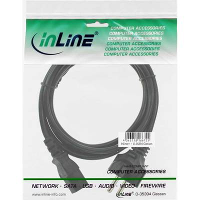 InLine Netzkabel, Schutzkontakt gerade auf Kaltgertestecker C13, 3m, schwarz (Produktbild 11)