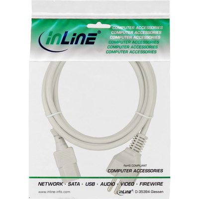 InLine Netzkabel, Schutzkontakt gerade auf Kaltgerätestecker C13, 3,0m, grau (Produktbild 11)