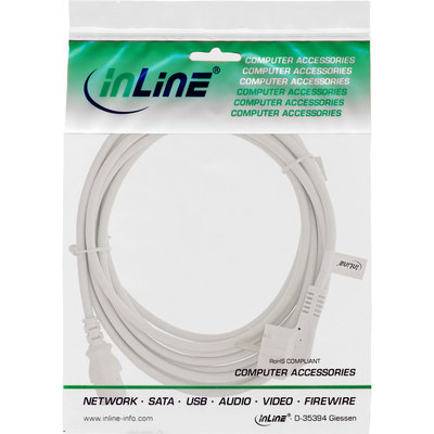 InLine® Netzkabel, Schutzkontakt gewinkelt auf Kaltgerätestecker C13, 5m, weiß (Produktbild 11)