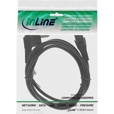 InLine® Netzkabel für Notebook, Schutzkontaktstecker gewinkelt auf 3pol Kupplung, schwarz, 2m (Produktbild 11)