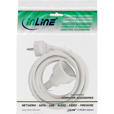 InLine® Schutzkontakt-Verlängerung ST / BU, weiß, 1m (Produktbild 2)