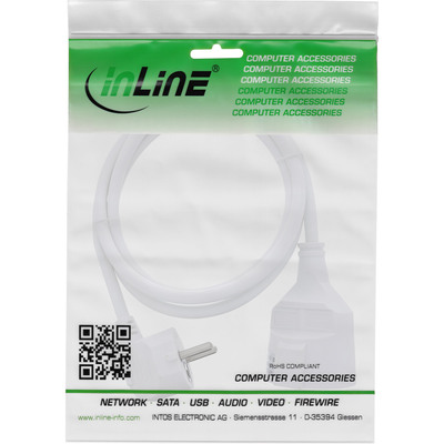 InLine® Strom-Verlängerung Schutzkontakt Stecker gewinkelt / Buchse, weiß, 1,5m (Produktbild 2)