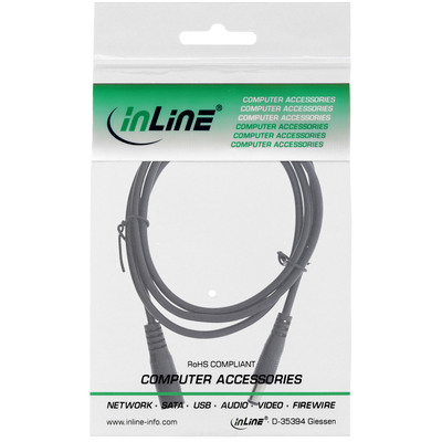 InLine® Verlängerungskabel DC Stecker 5,5x2,1mm, schwarz, 1m (Produktbild 2)