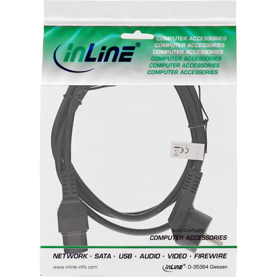 InLine Netzkabel, Schutzkontakt gewinkelt auf Warmgerätestecker C15 gerade, schwarz, 2m (Produktbild 11)