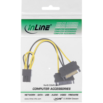 InLine Stromadapter intern, 2x SATA zu 6pol. für PCIe (PCI-Express) Grafikkarten, 0,15m (Produktbild 11)